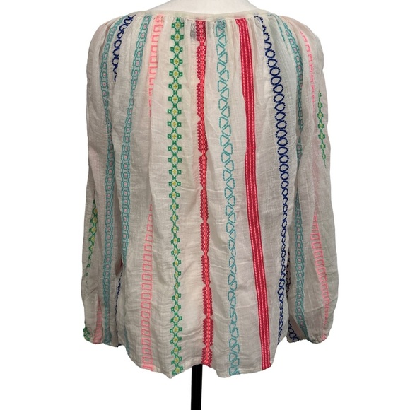 Anthropologie Payal Pratap White multi color embroidered top XS. Missing tassles - Picture 3 of 9